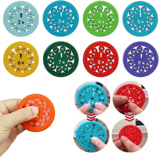9Pcs Math Fidget Spinners, Math Fidget Toy, Math Facts Fidget Spinners for All Kids - Fidget Learning Game Toy Anxiety Relief Toys for Kids Autism (Multiply Or Divide)