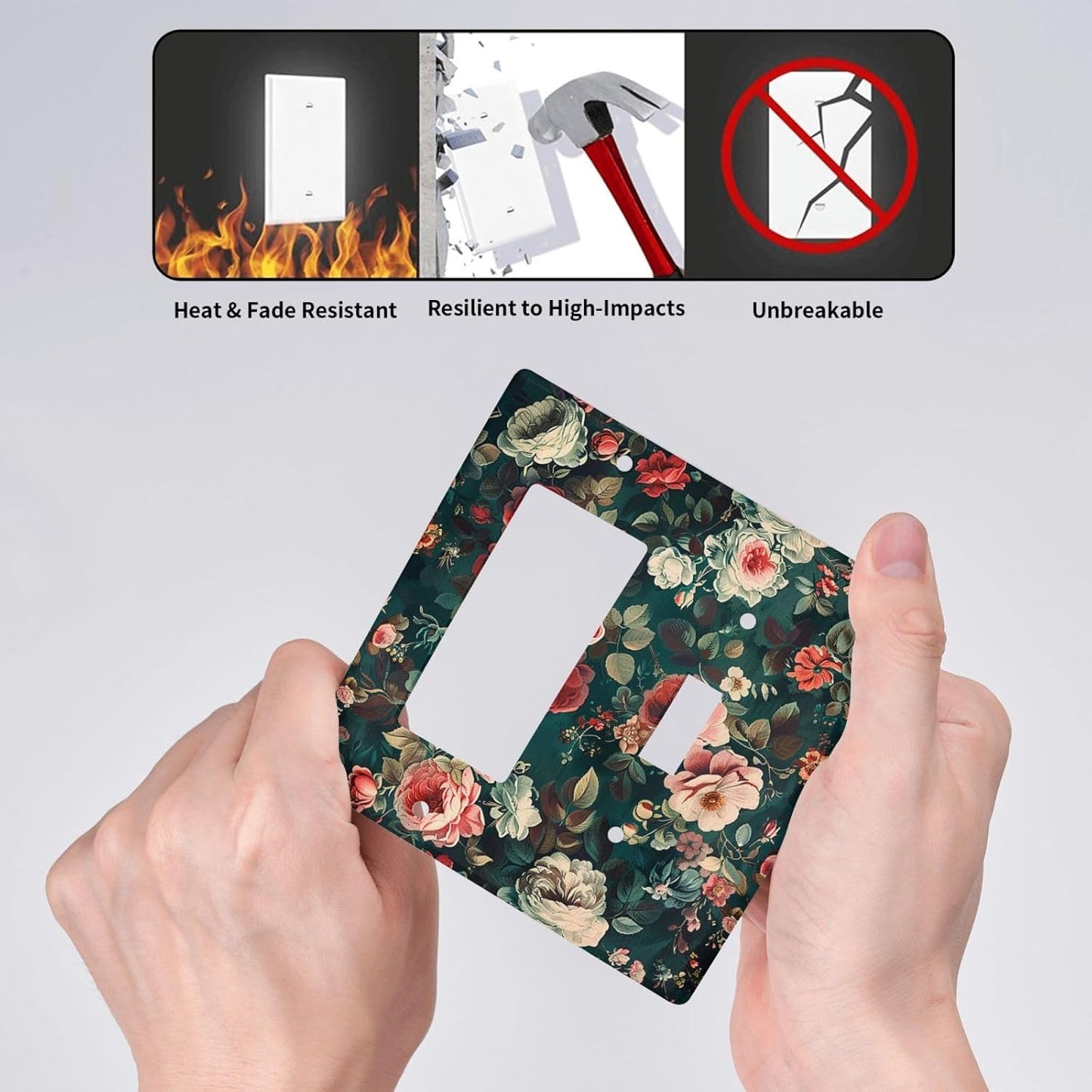 Outlet Covers Baroque Vintage Peony Flower Floral 1 Toggle 1 Rocker Combination Decorative Wall Plate Electrical Switch Plates Light Switch Cover Plate for Bedroom Farmhouse Decor