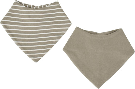 Woolino Merino Wool Baby Bibs - Highly Absorbent Bandana Bib with Cotton Outer Layer and Merino Wool Inner Layer - Pack of 2