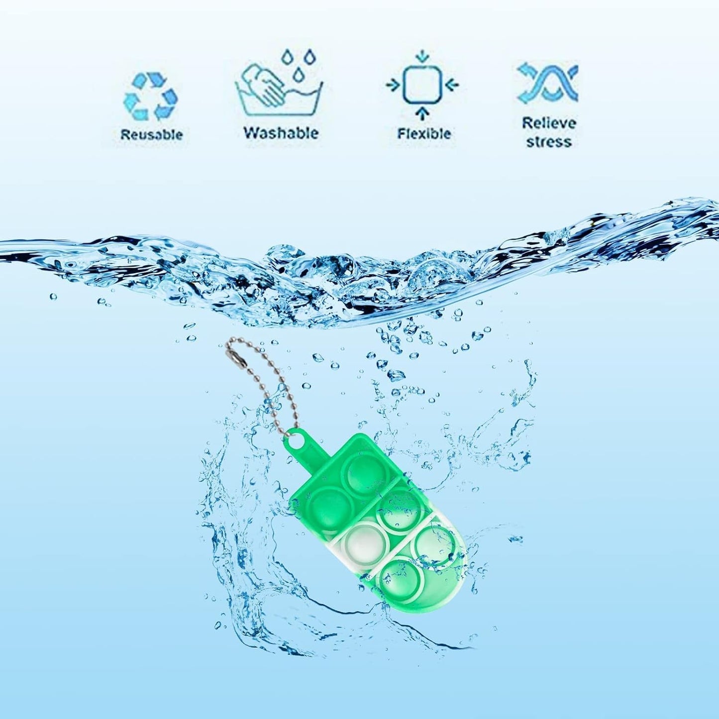 30pcs Ice Cream Mini Pop Keychain Fidget Toys, Mini Pop Bubble Fidget Toy,Silicone Mini Pop Toys Fidget Keychain Relieve Anxiety Stress Fidget Toy