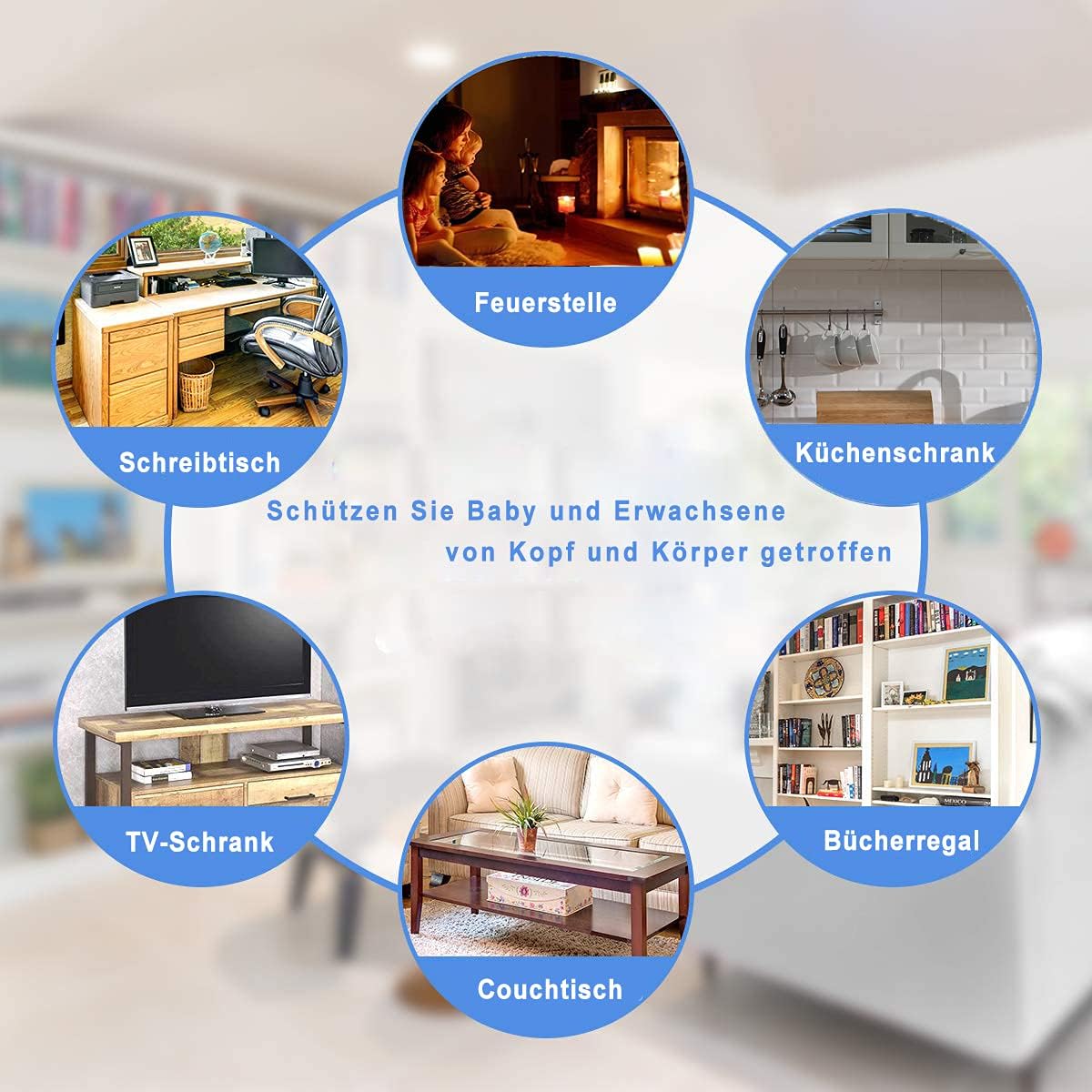 Edge Protector 100% Silicone, Baby Proofing Corners Clear Guards, Pre-Tape Adhesive Soft for Kids Safety, Child Table Cabinets Furniture Bumper (4/5x4/5 in, 3 FT)