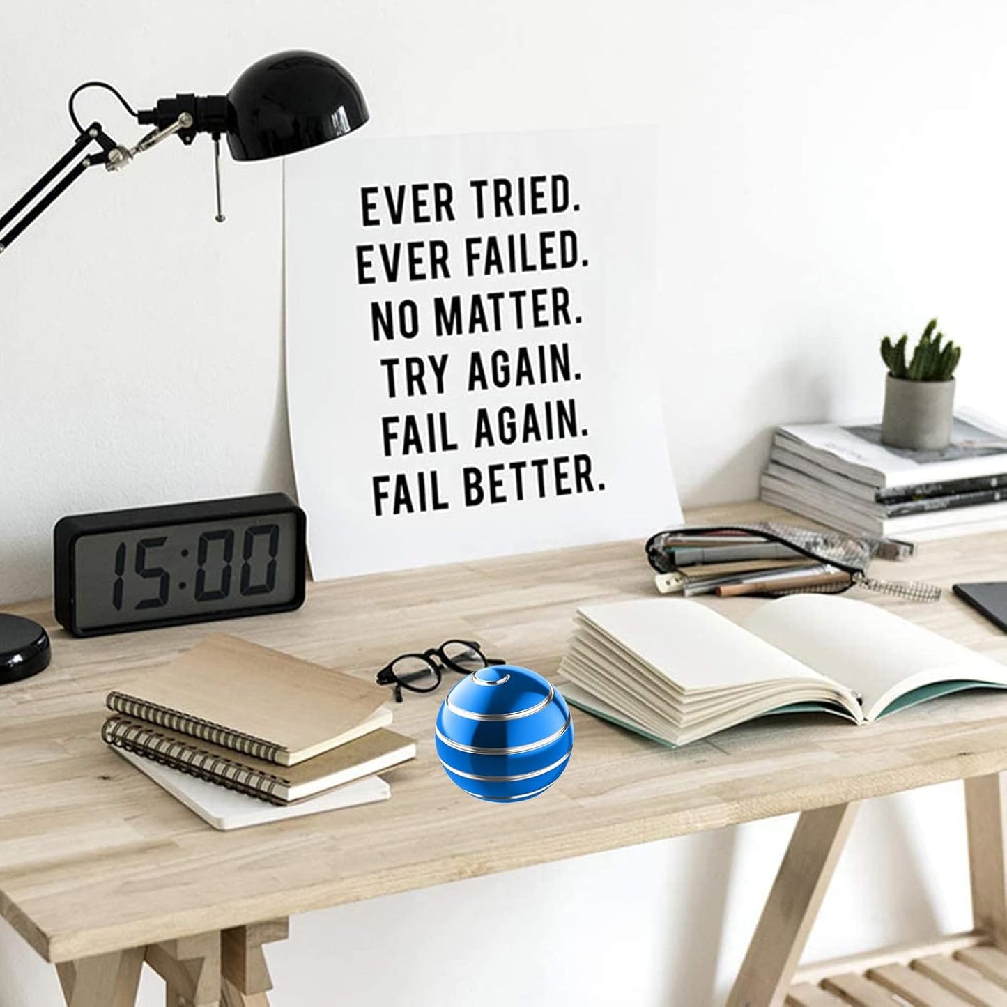 Kinetic Spinning Desk Toys, 1.77'' Fidget Spinner Desktop Toys for Office for Adults, Optical Illusion Toys for ADHD Anxiety, Metal Fidgets for Father Mother (45MM, Blue-A)