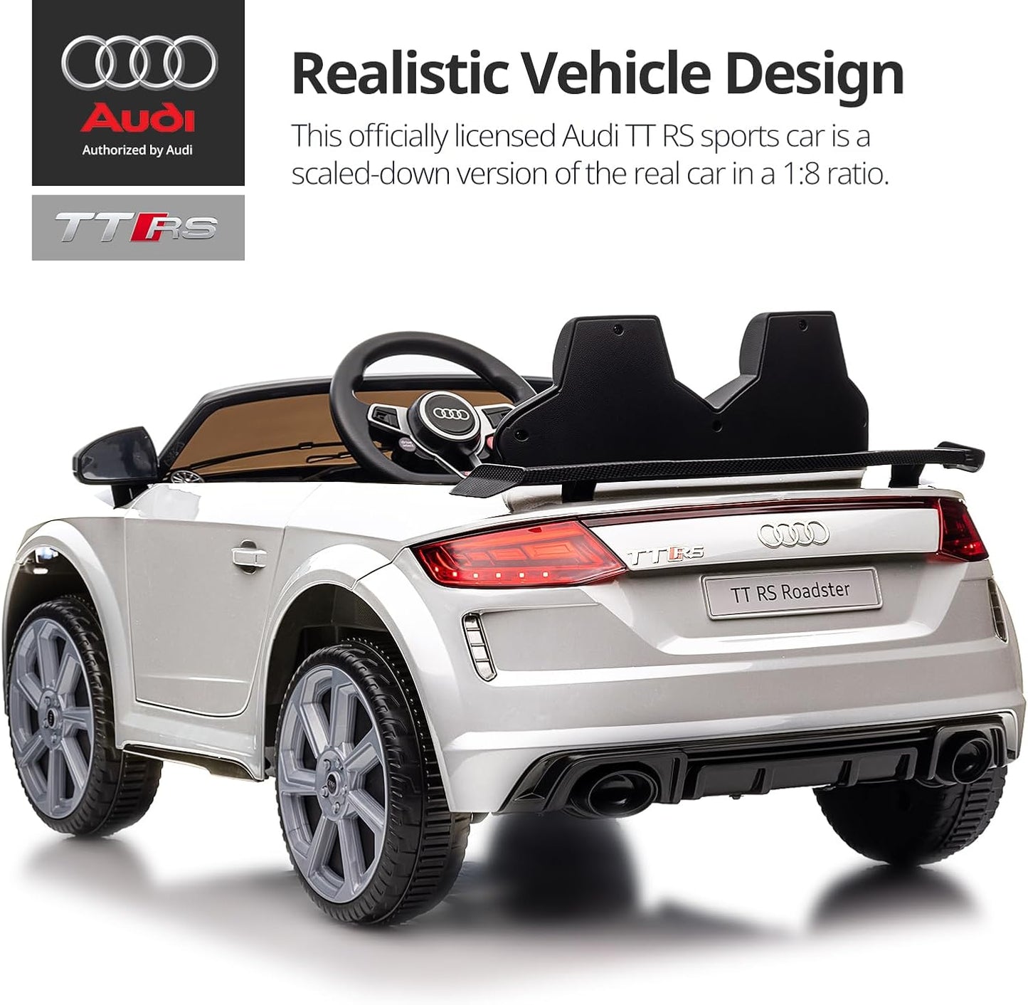 Kids Electric Car, Licensed Audi 6V Kids Ride on Toy Car for Toddlers with Remote - White