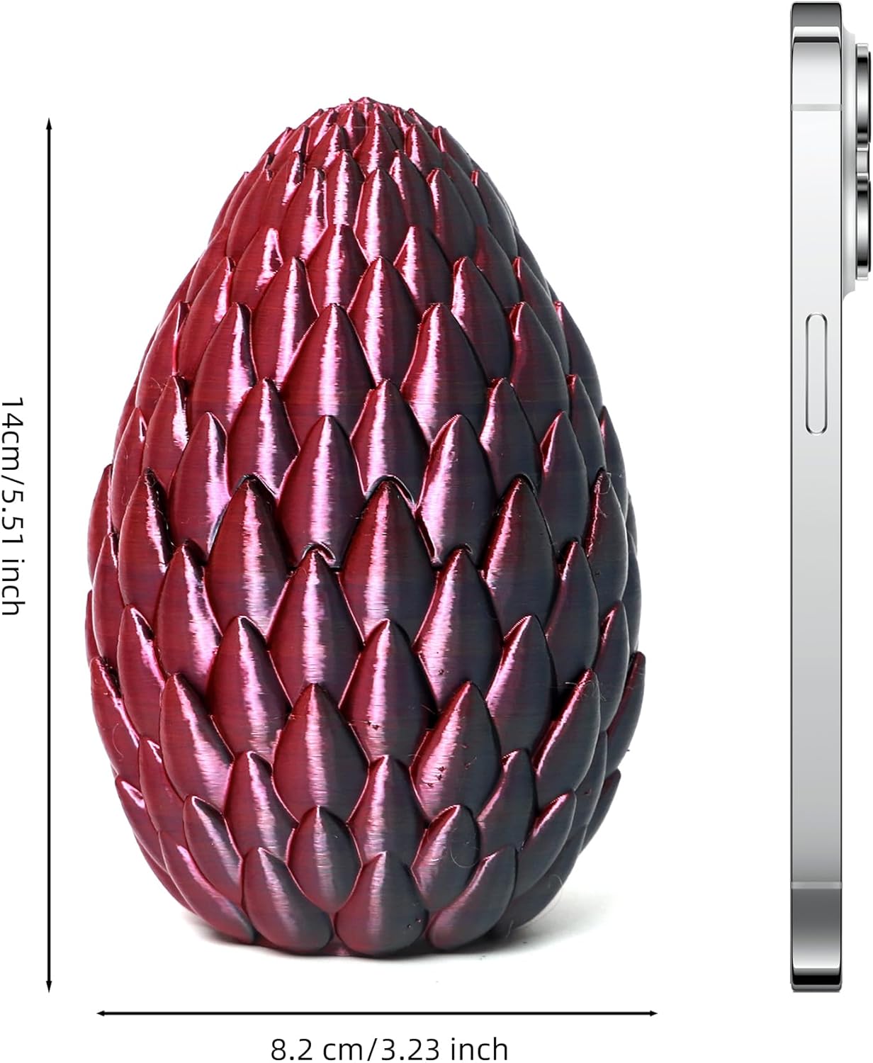 3D Printed Flying Dragon in Egg - Black Mix Red - Surprise Egg with Flexible Winged Dragon Inside, Mystery Beautiful Fidget Toy, Birthday Gift, Desk Figure Decor