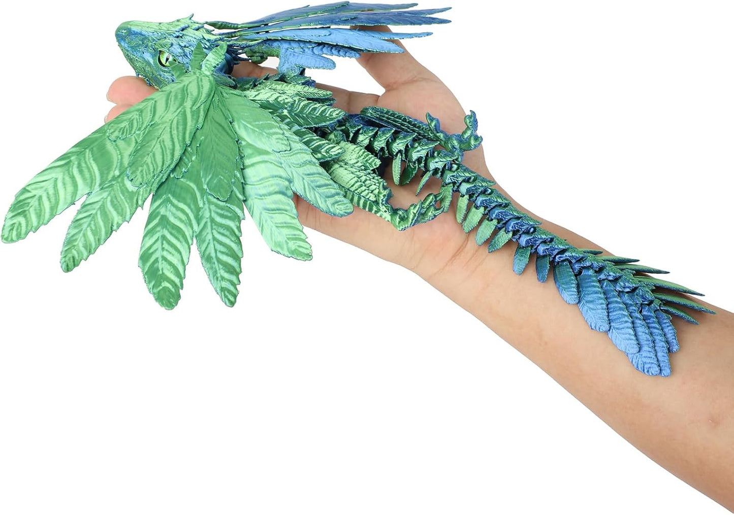 3D Printed Feathered Wyvern Dragon, 3D Printed Dragon with Wings,Adjustable Wings and Simulated Glasses Articulated Dragon Crab Toy, Desktop Pet Toy, Home Office Decor (Green)