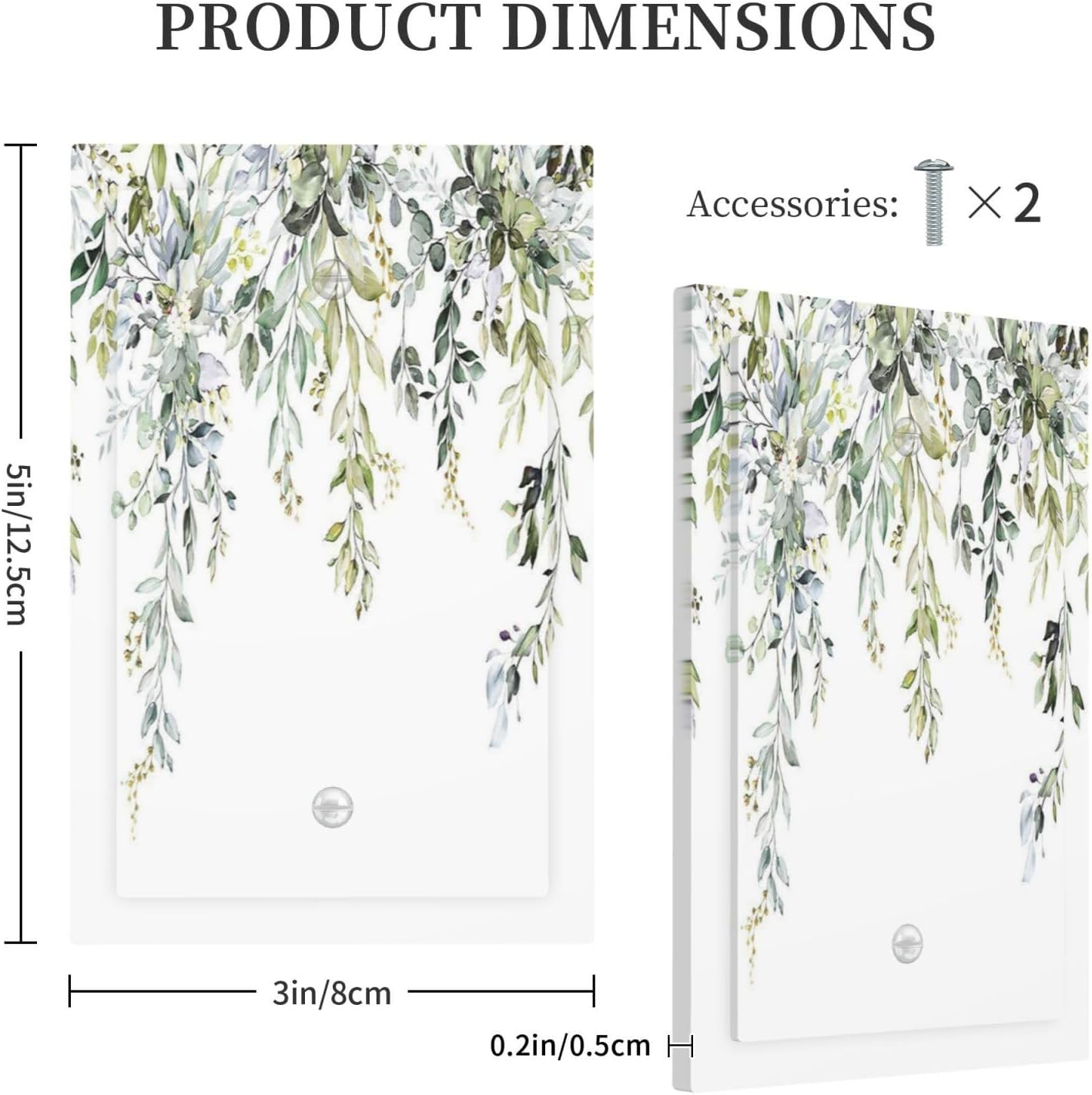 Light Switch Cover Plate Boho Farmhouse Flower Leaf Sage Green 1 Gang No Device Blank Electrical Wall Plates Faceplate Decorative Switch Plate for Bedroom Cabin Decor