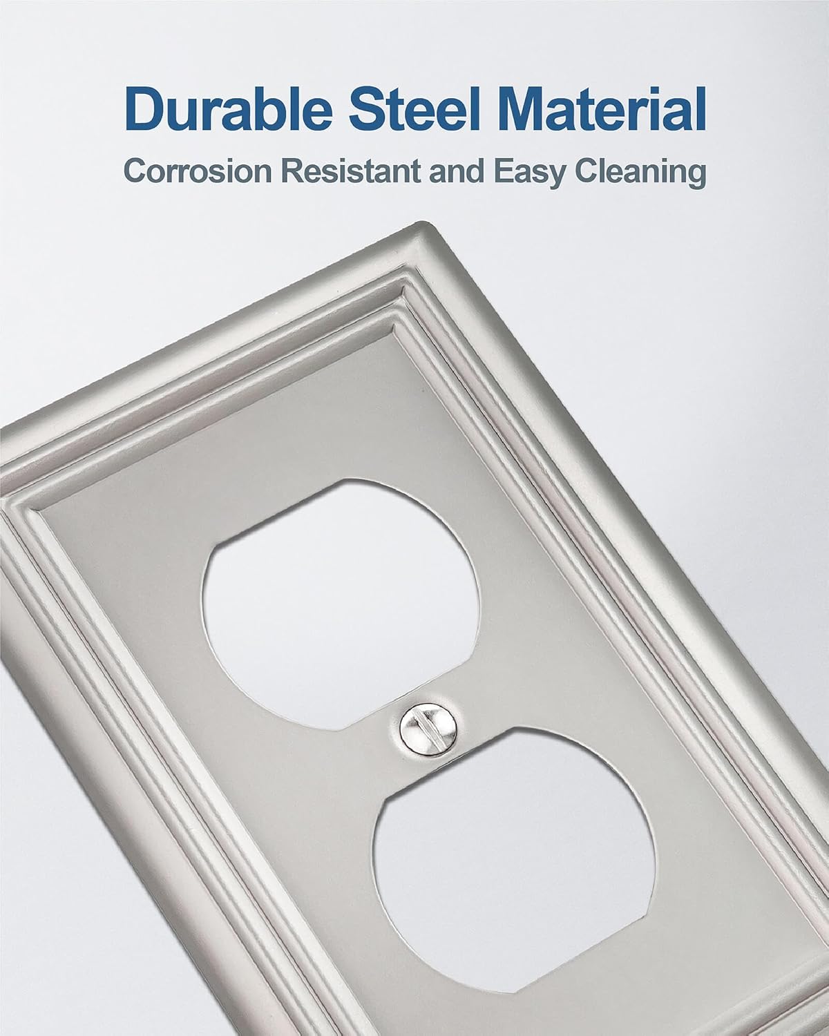 6-Pack Duplex Wall Plate, Decorative Satin Nickel Outlet Cover, Metal Wall Plates for Electrical Outlets, 3.15''*4.88'', Midsize