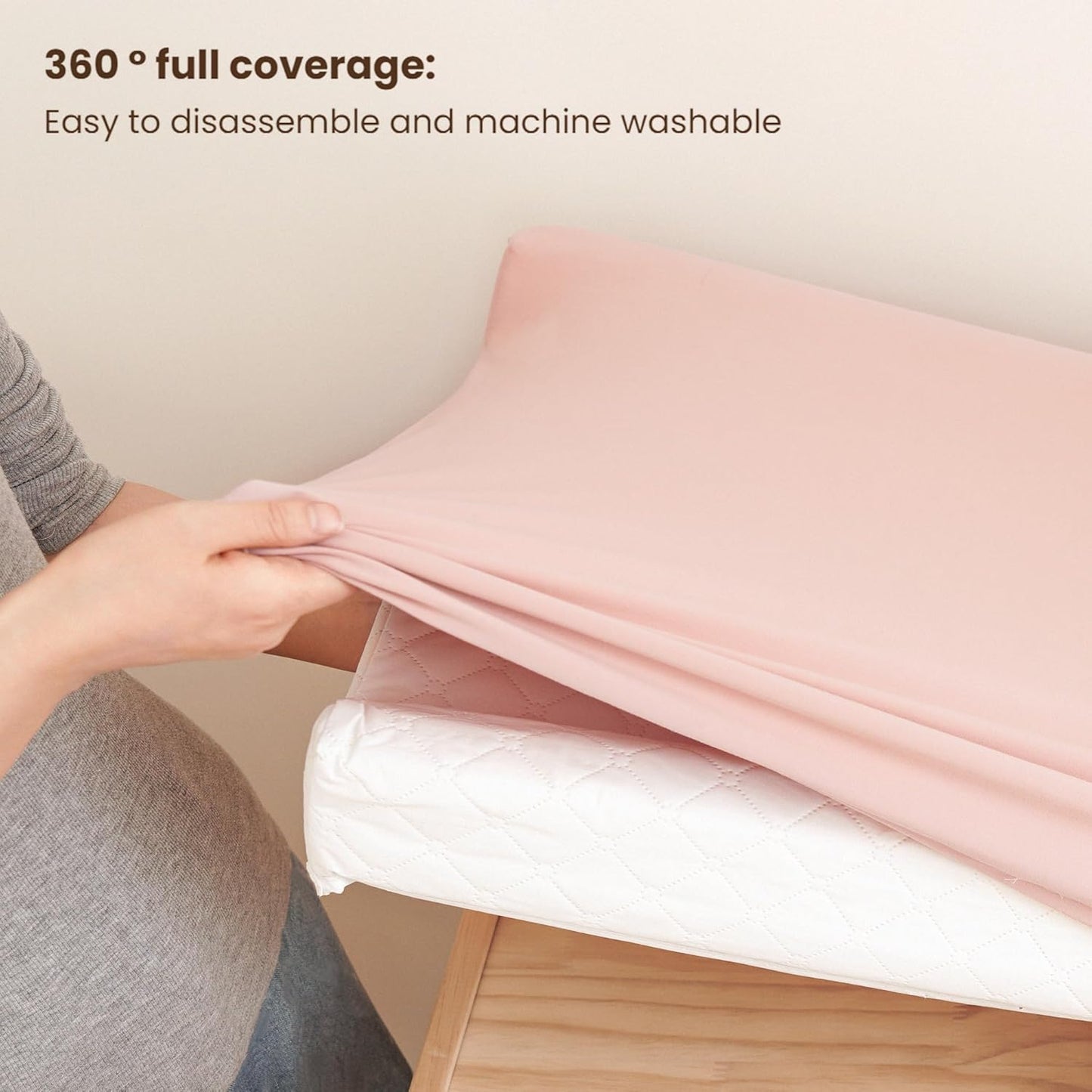 Konssy 2 Pack Stretchy Changing Pad Covers for Girl, Boy, Silky Soft Changing Table Cover, Breathable Baby Nursery Diaper Chang Pad Sheets (Pink Spring,Pink)