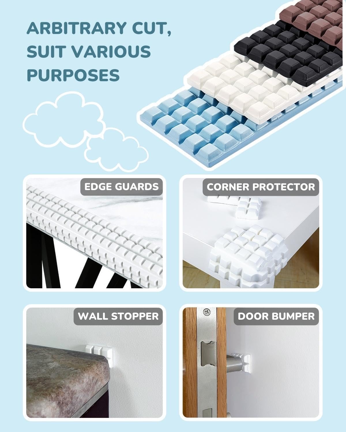 Baby Proofing Corners and Edges Guards Protectors Foam 3M Pre-Taped Bumper Furniture Covers Child Safety Protector for Table, Stair, Cabinet, Desk, 6.6ft (Blue)