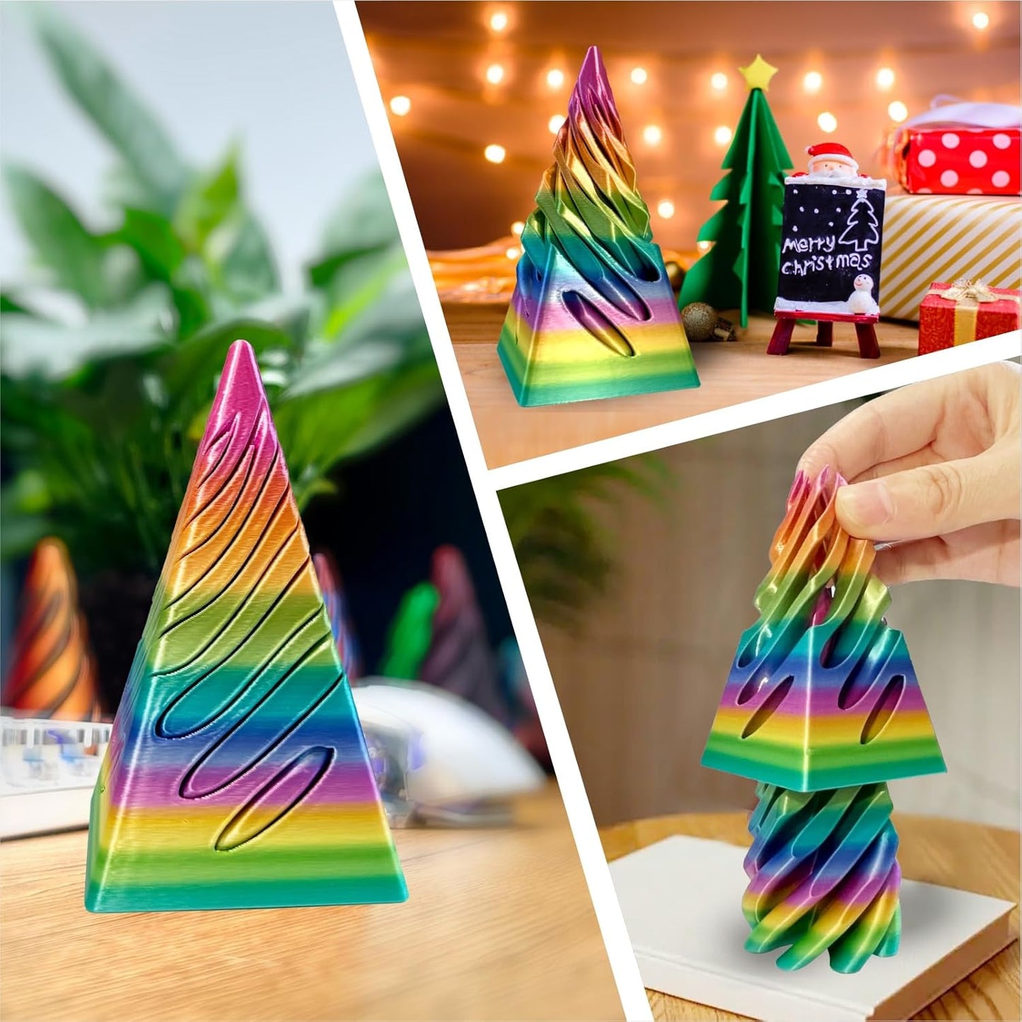 Impossible Pyramid Passthrough Sculpture-3D Printed Spiral Cone Fidget Toy, Pass Through Pyramid Fidget Toy, Vortex Thread Illusion Desk Toy for Adult, 4inch Helix Screw Fidget Toy for Stress Relief