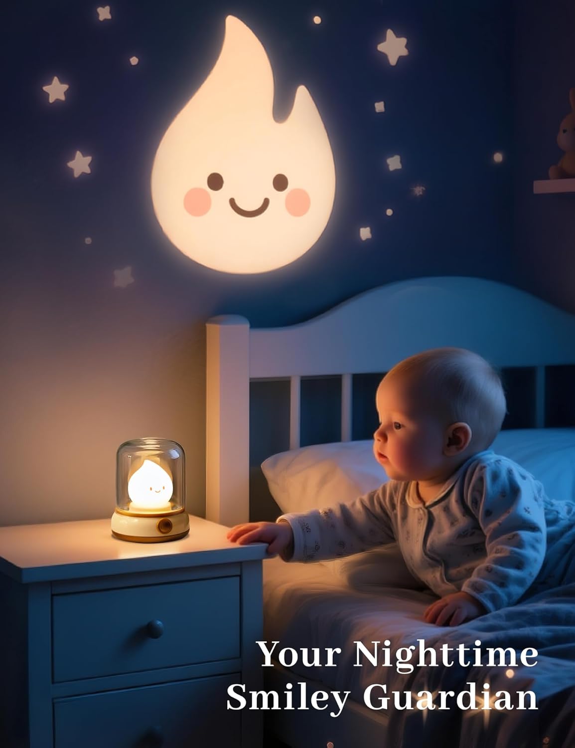 Cute Campfire Lamp, Portable LED Camping Lantern, Rechargeable, Dimming, Candle Lights & Night Light 2 Mode, Table Bedside Lamps, Nightlight for Kids Room, Halloween Decor