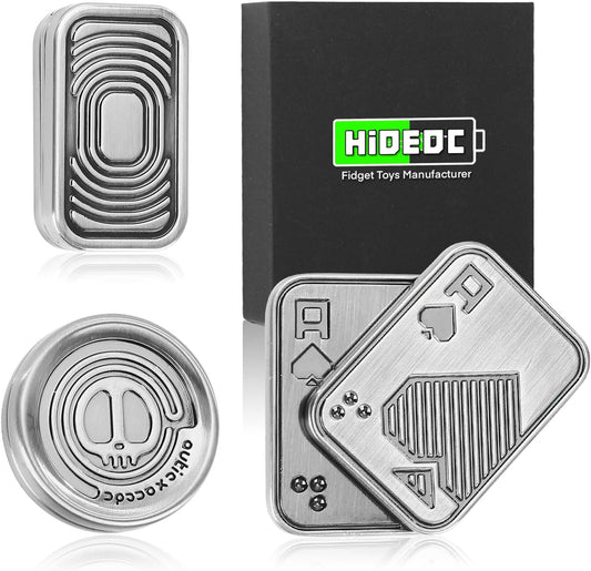 Metal Fidget Toys Gift Pack, Fidget Slider Haptic Coin EDC Fidget Toy for Adults, Home Office Executive Desk Toys Gift for Him, Perfect for ADHD/ADD/Autism (Silver)