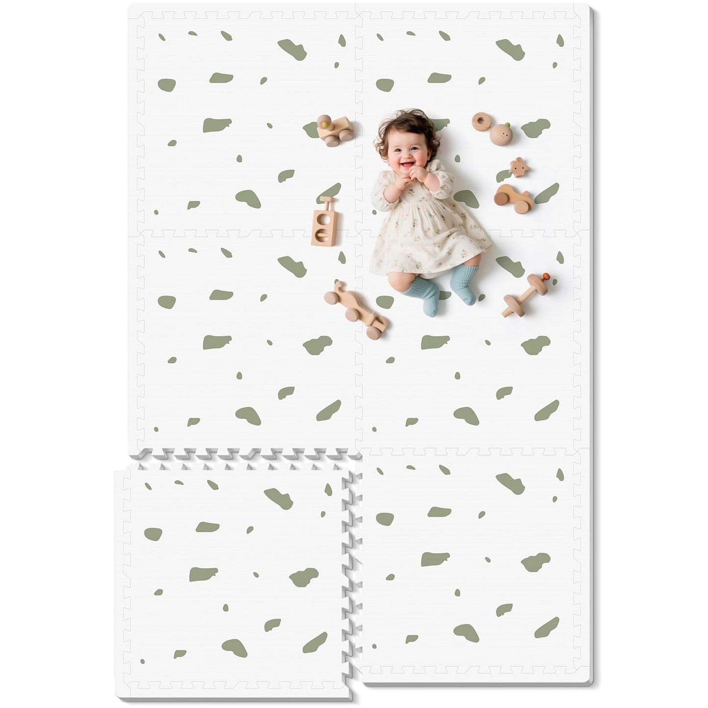 Baby Foam Play Mat-72”x 48” Baby Playmat,6-Piece Interlocking Foam Floor Tiles,Puzzle Mat for Infants and Toddlers,Waterproof Crawling Mat,Non Toxic Play Mat for Baby Tummy Time Mat(Spot)