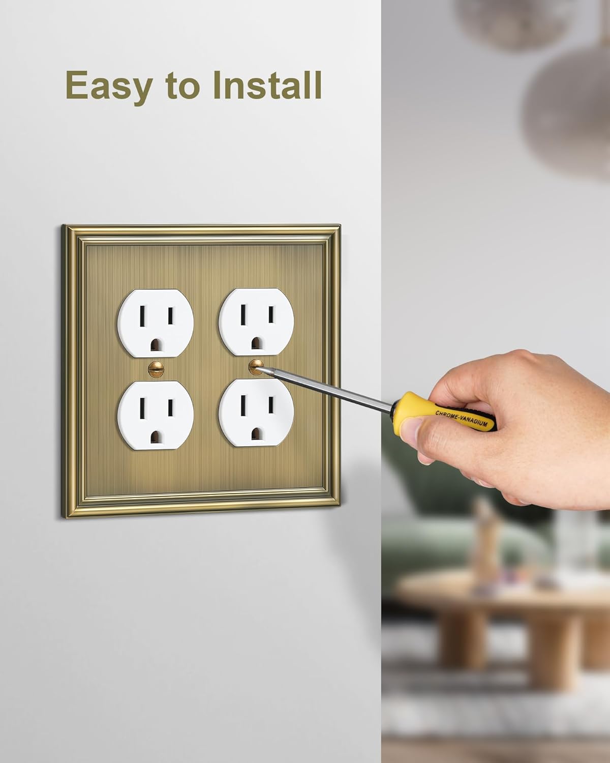 2-Pack Double Duplex Outlet Cover, Antique Brass Decorative Switch Plates and Outlet Covers for Electrical Outlet, Durable Zinc Alloy Wall Plates, 2 Gang Receptacle Cover, Corrosion Resistant