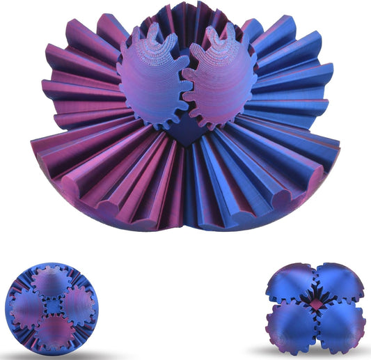 3D Printed Gear Sphere Ball – Colorful Gear Ball Fidget Gear Sphere Puzzle Cube Stress Relief Toy for Office and Home Decor Unique Gift Idea for Friends and Family (Red&Blue)