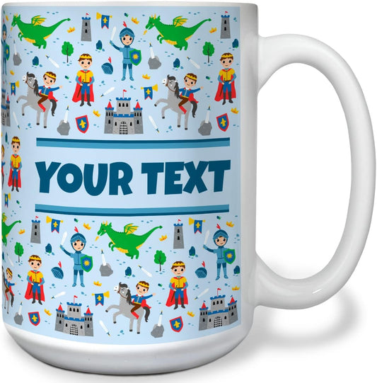 Personalized Mug for Kids - Princes - Custom Name/Text, Ceramic Hot Chocolate/Cocoa/Coffee Cup for Boys, Birthday/Christmas/Holiday Gift - 15 oz, White Handle