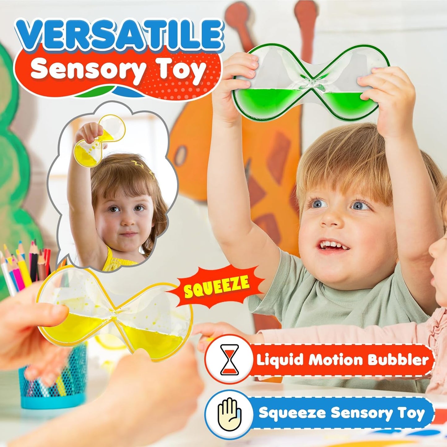 Autism Sensory Toys for Kids: 4 Pack Fidget Sensory Toys for Autistic Children Special Needs - Liquid Motion Sensory Toys for Kids with Autism - Classroom Prizes, Easter Basket Stuffer, Easter Gift