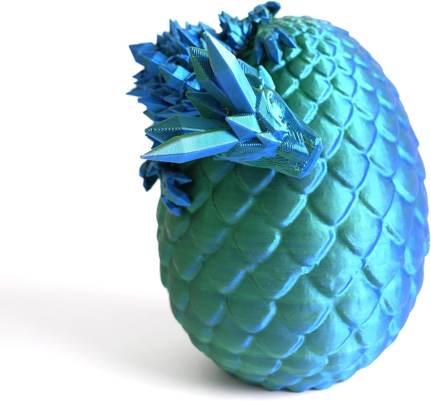 Dragon Egg - Small Surprise Egg with 8” Pearly Sheen Dragon Inside, 3D Printed Gift, Articulated Dragon Toy for Birthday, Home Decor (8” Green+Blue Dragon)