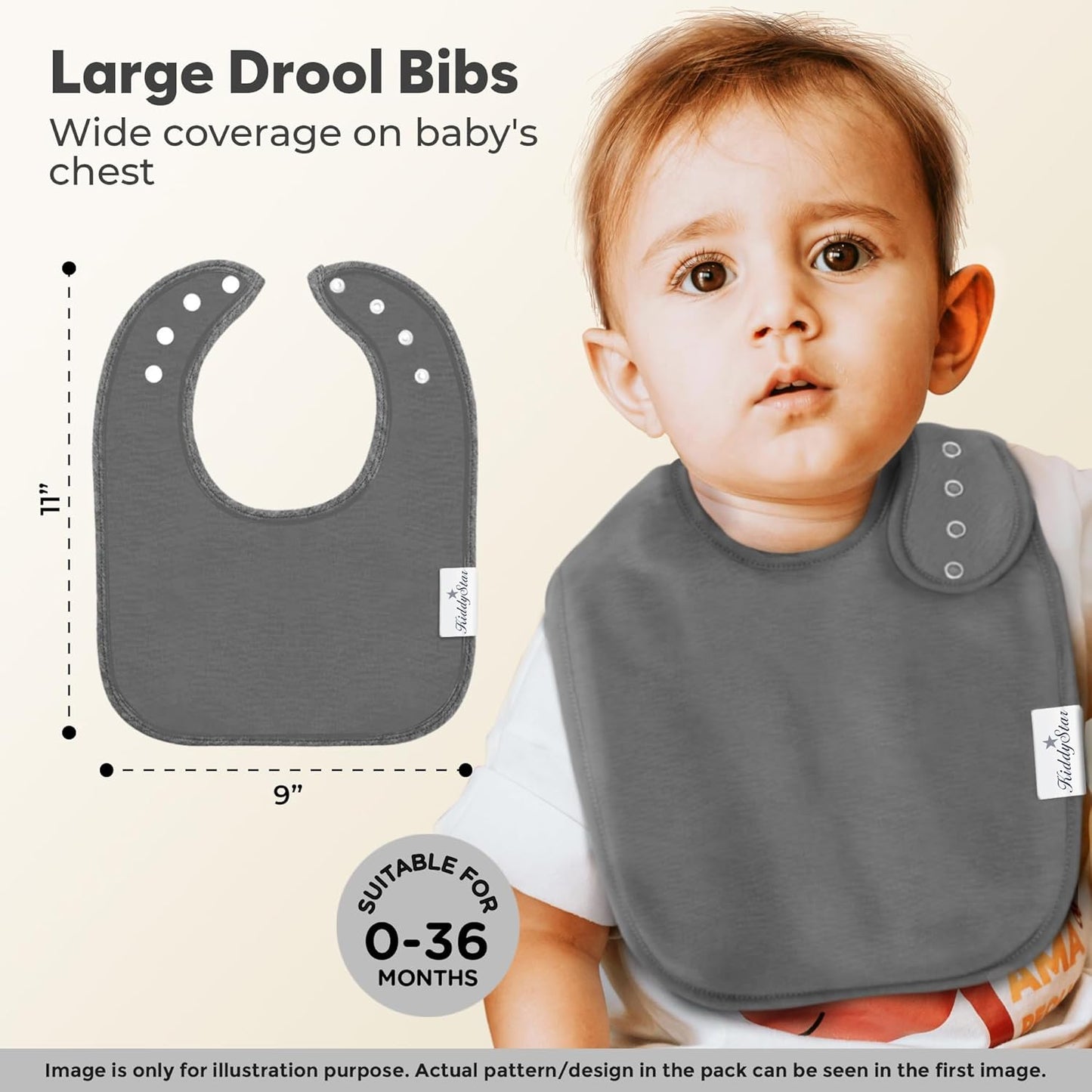 Organic Cotton Baby Bibs – Soft Teething & Drool Bib for Newborns & Toddlers – Hypoallergenic, Absorbent, Snaps