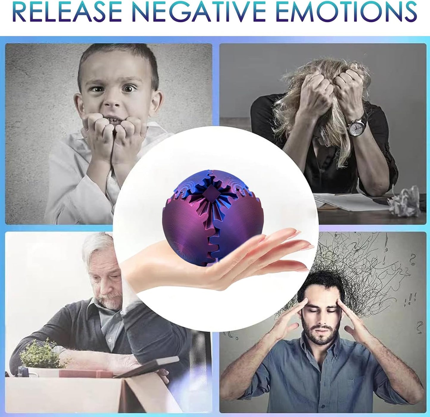 Gear Ball - GearSphere Desk Toy, 3D Printed Gear Ball Spin Ball or Cube Fidget Toy, Gear Sphere, Gear Ball Fidget Toy, Stress Ball, Fidget Ball, Gear Toy for Stress and Anxiety Relaxing (C1)