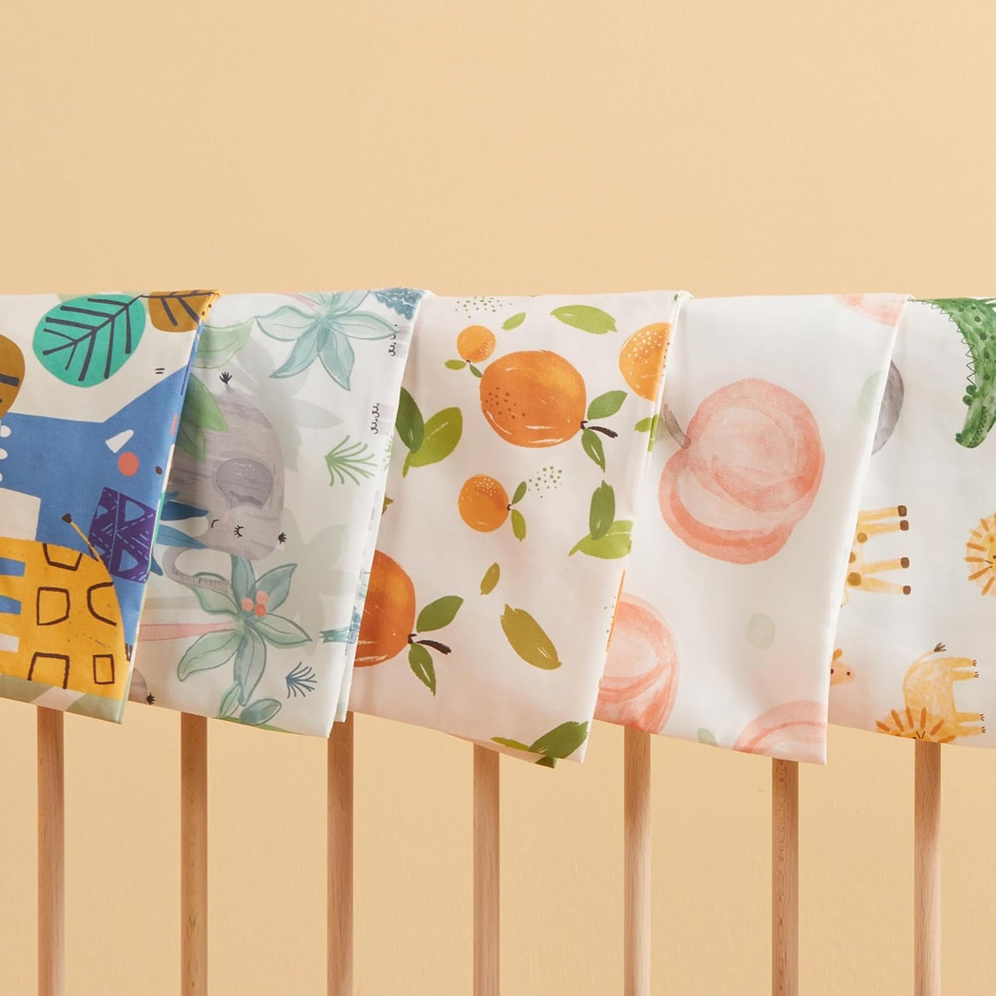 TILLYOU Toddler Pillowcases 13 x 18 Travel Pillow Case 2 Pack, Kids Pillowcases Machine Washable with Envelope Closure, Orange Flavour & Orange