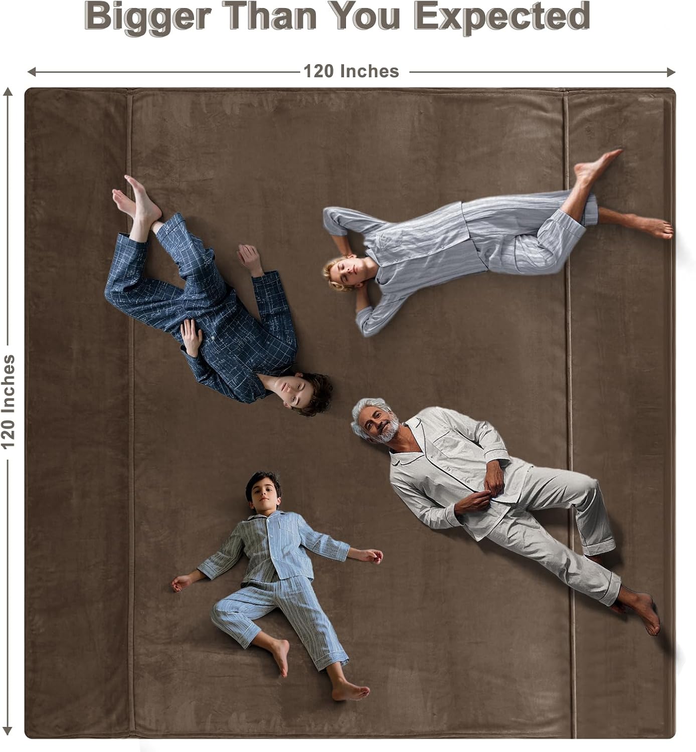 PHF Oversized King Fleece Blanket 120"x120", No Shed No Pilling Big Soft Blanket, Extra Large 10'x 10' Lightweight for Bed, Sofa Travel and Camping, Suitable for All Season, Cocoa Brown