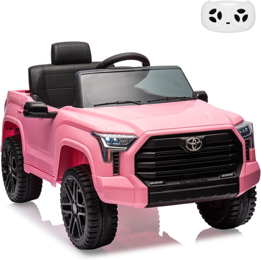 Electric Car for Kids, Licensed Toyota Tundra 12V Electric Truck, Off-Road Kids Car w/Remote, Spring Suspension & 3 Speeds, LED Headlights, Ride-On Toys for Boys/Girls