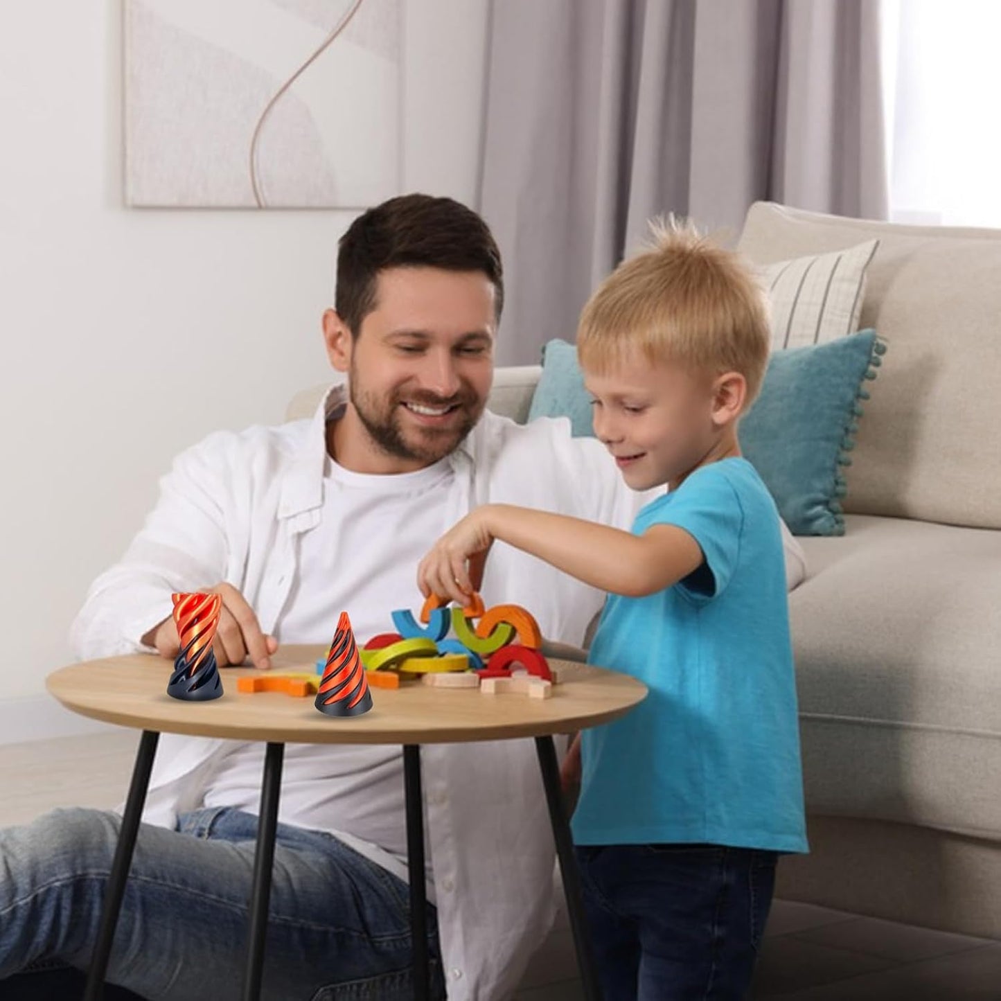 Impossible Pyramid Passthrough Sculpture, 3D Printed Spiral Cone Fidget Toy Mini Cones Pass Through Pyramid Fidget Toy Vortex Thread Illusion Desk Toy for Stress and Anxiety Relaxing