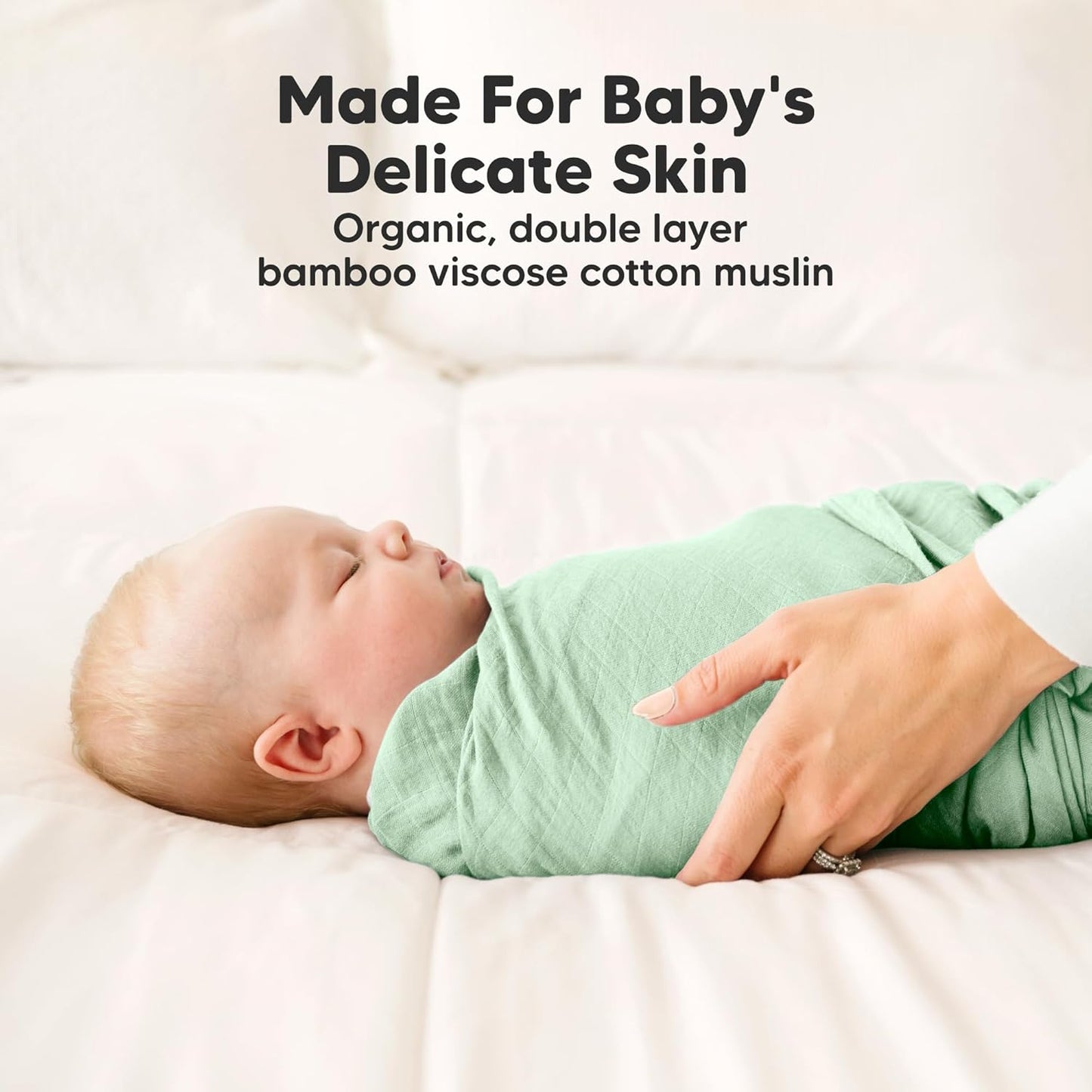 4-Pack Muslin Swaddle Blankets for Boys, Girls - Organic Baby Swaddles for Newborns, Soft & Breathable Receiving Baby Blankets for Girl, Boy, Neutral, Newborn Essentials Gift (Mirage)