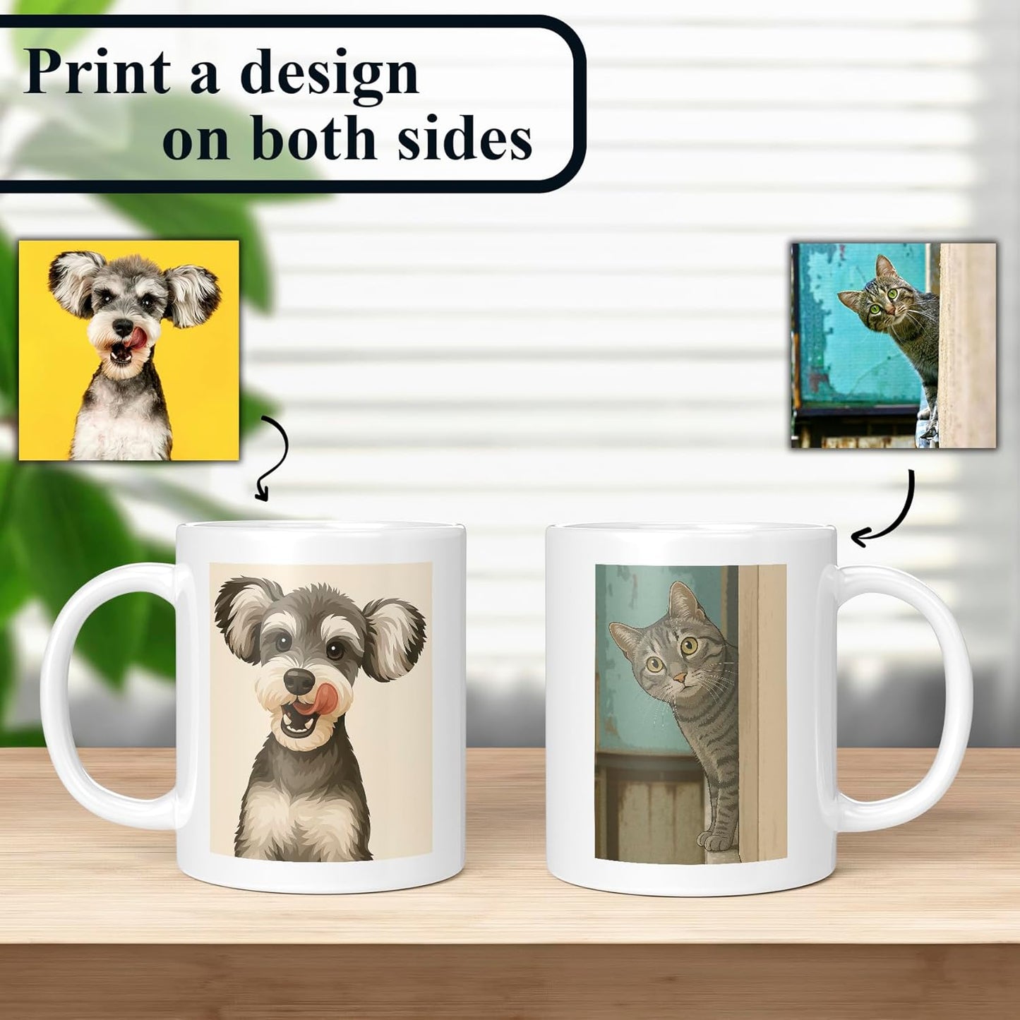 Personalized Coffee Mug, Custom Drawing Portrait Gift, Funny Customized Coffee Gift for Men & Women, Custom Mugs with Pictures, White 11oz Customized Ceramic Tea Cup