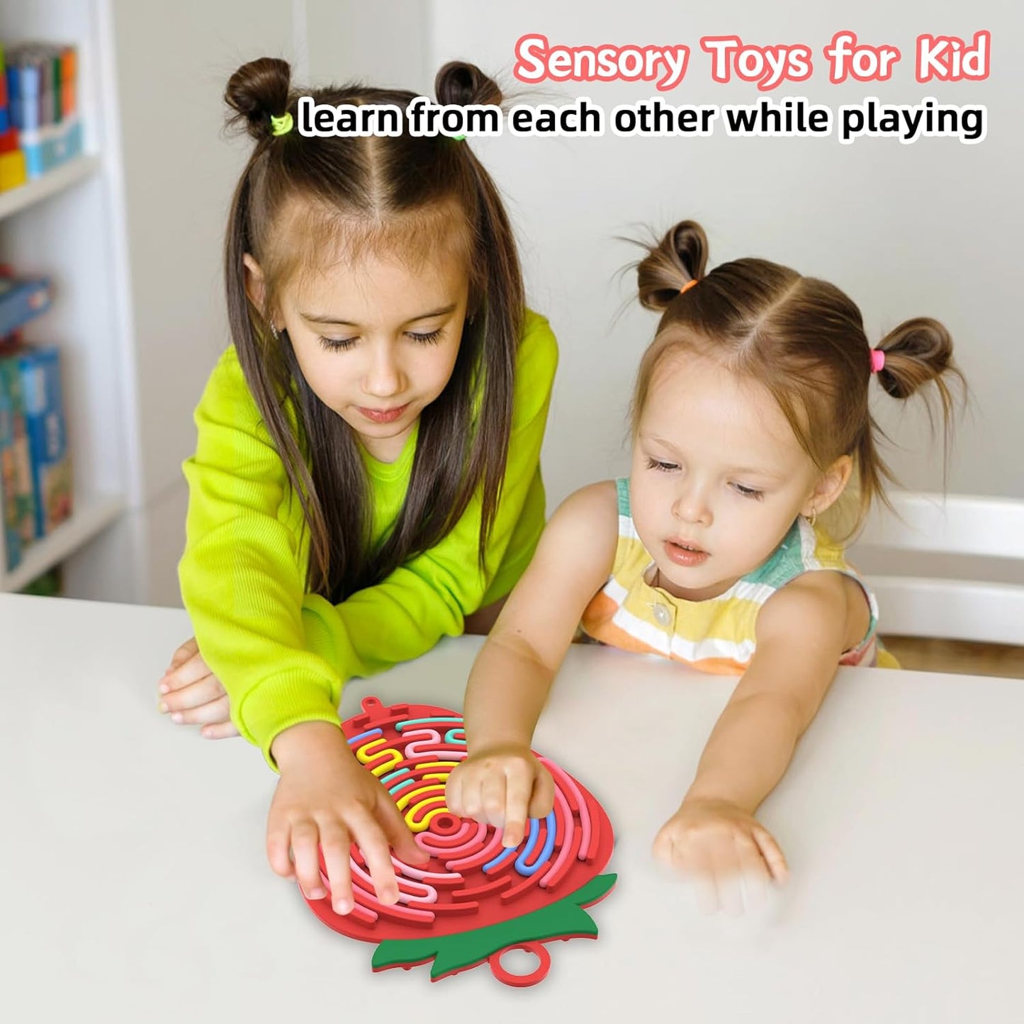 Silicone Sensory Activity Board,2 in 1 Busy Board for Fine Motor Skill, Montessori Fidget Toy for Calming, Stress, Anxiety, ADHD , Autism , Silent, No Mess , Kids 3+ & Adults (Red, Strawberry)