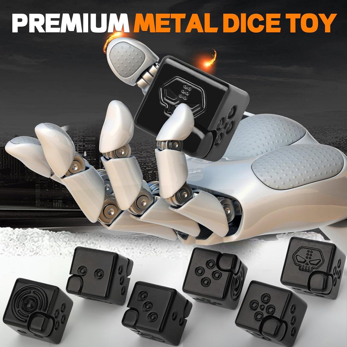 Cool Dice Infinity Cube Fidget Spinner Toy for Kid Adult, 2-in-1 Metal Fidget Block, Finger Gyro Toy, Magnetic Desktop Toy Gift for Men Father Boy (Black)