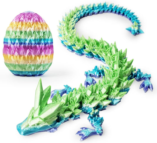 3D prited dragon ,3D Printed Dragon in Egg, Crystal Dragon Fidget Toy for Adult, Home Office Decor Executive Desk Toys， Fidget Toys for Adults and Kids (Multicolour)