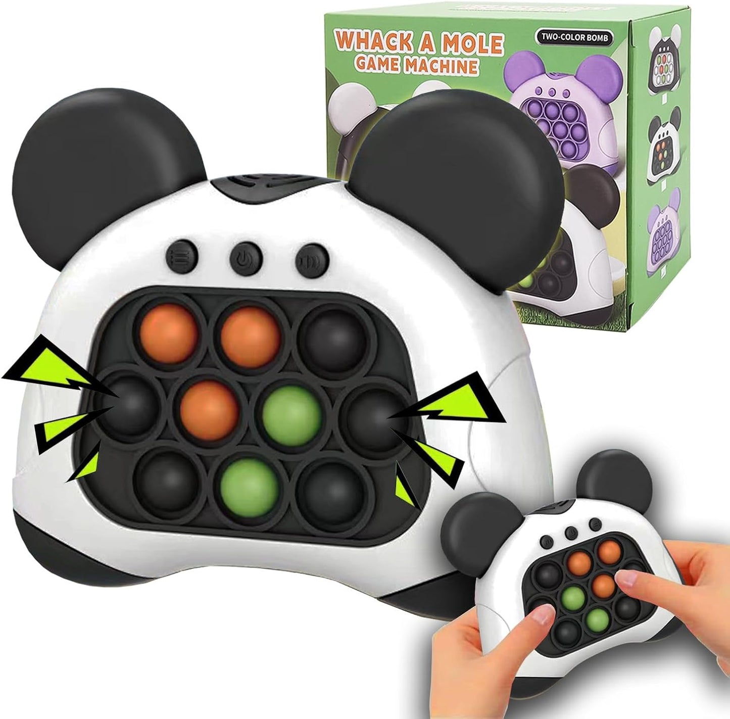 Fast Push Bubble Game for Kids & Adults, Quick Push Pop Toys with Sound & Light, Pop Sensory Fidget Toy for Kids 8-12, Brithday for 5 6 7 8 9 & Up Boys Girls (Panda-White)