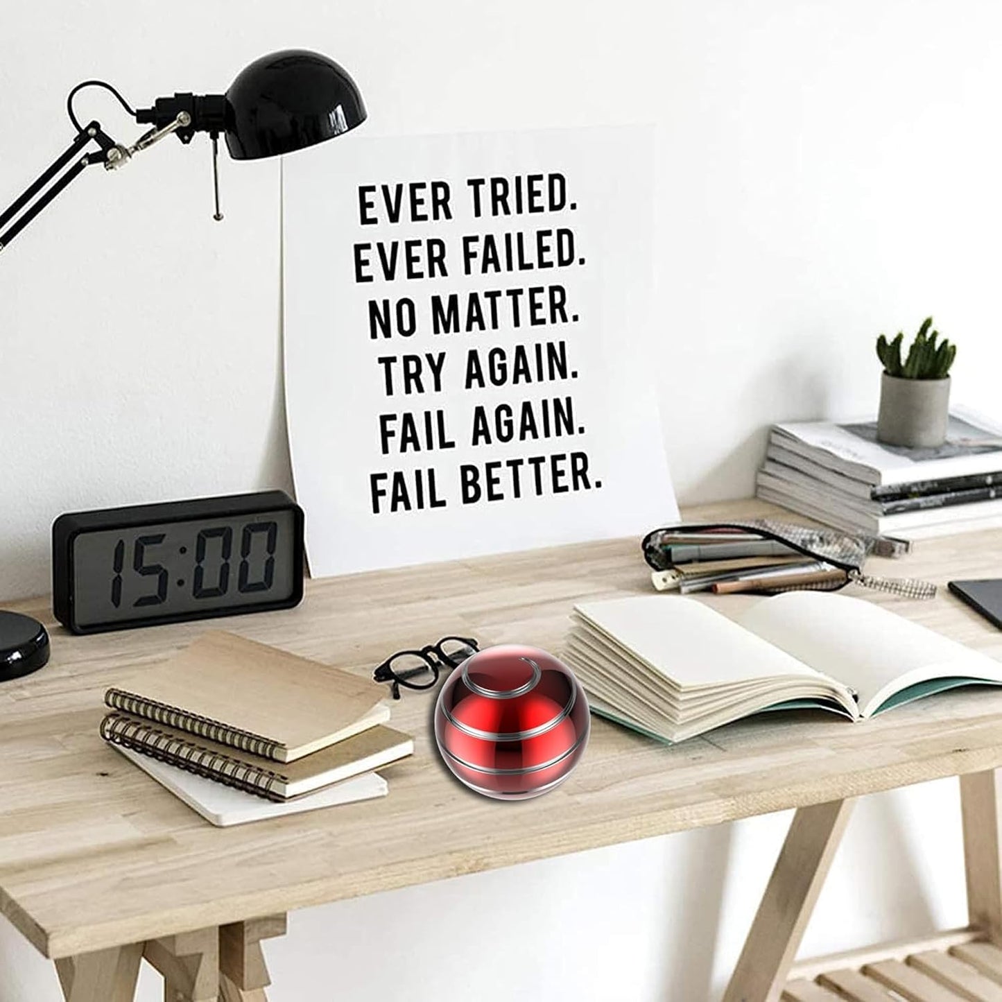 Kinetic Desk Spinning Ball, 2.17'' Kinetic Desk Toys for Office for Adults, Fidget Toys for Party Favors, Christmas Stocking Stuffers, Easter Basket (55MM, Red A)