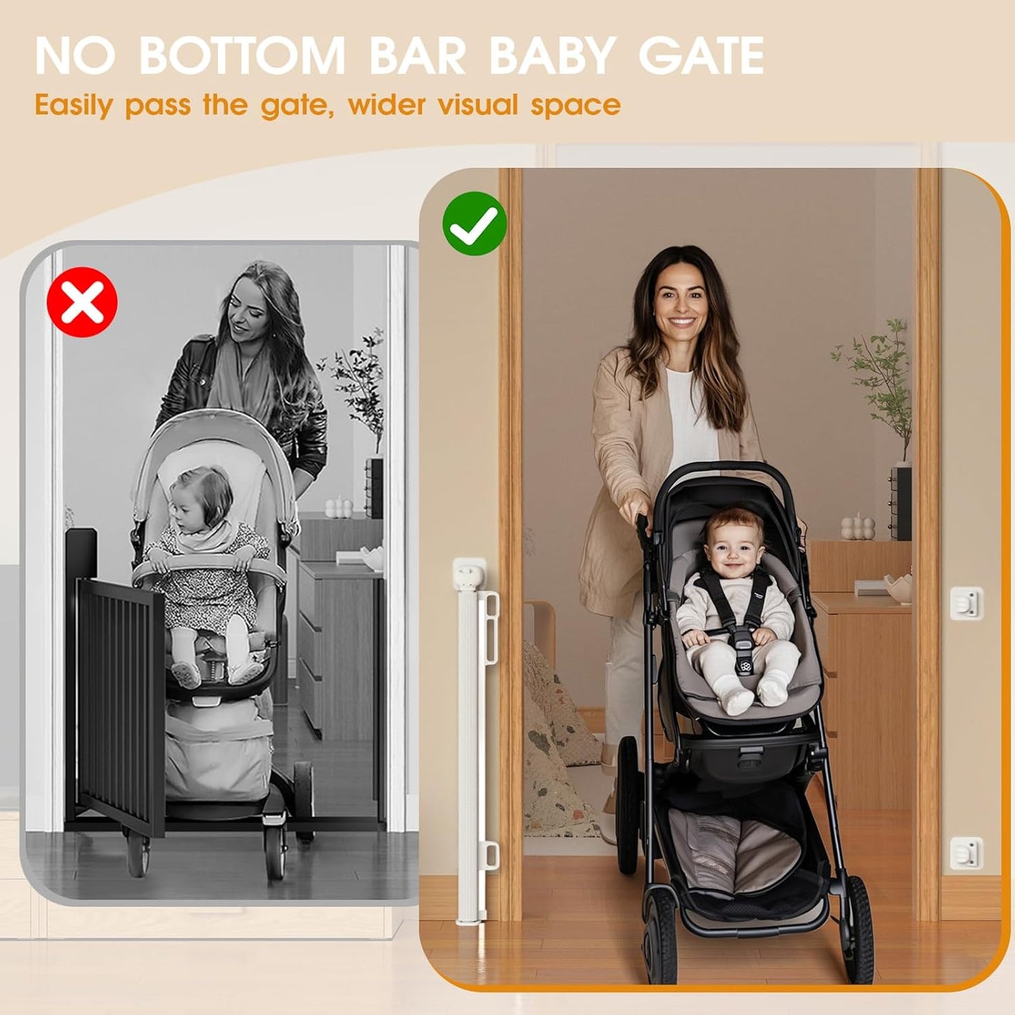 HOMEAL Retractable Baby Gates for Doorways & Stairs, Outdoor Indoor Retractable Mesh Gates for Baby & Dog, Extra Wide Child Safety Gate for Hallways, Deck, Porch, Patio(Zoo,Width Up to 55")