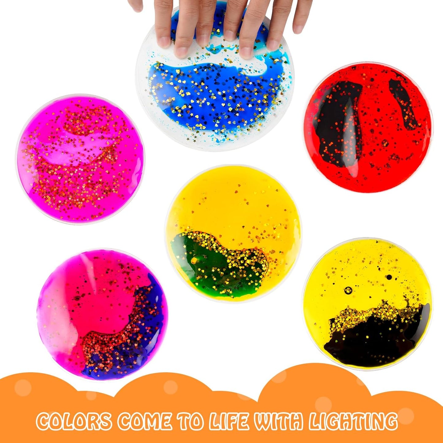 Sensory Soft Gel Liquid Toys : Sensory Fidget Toys Water Sensory Toys for Autistic Children 6pack Round