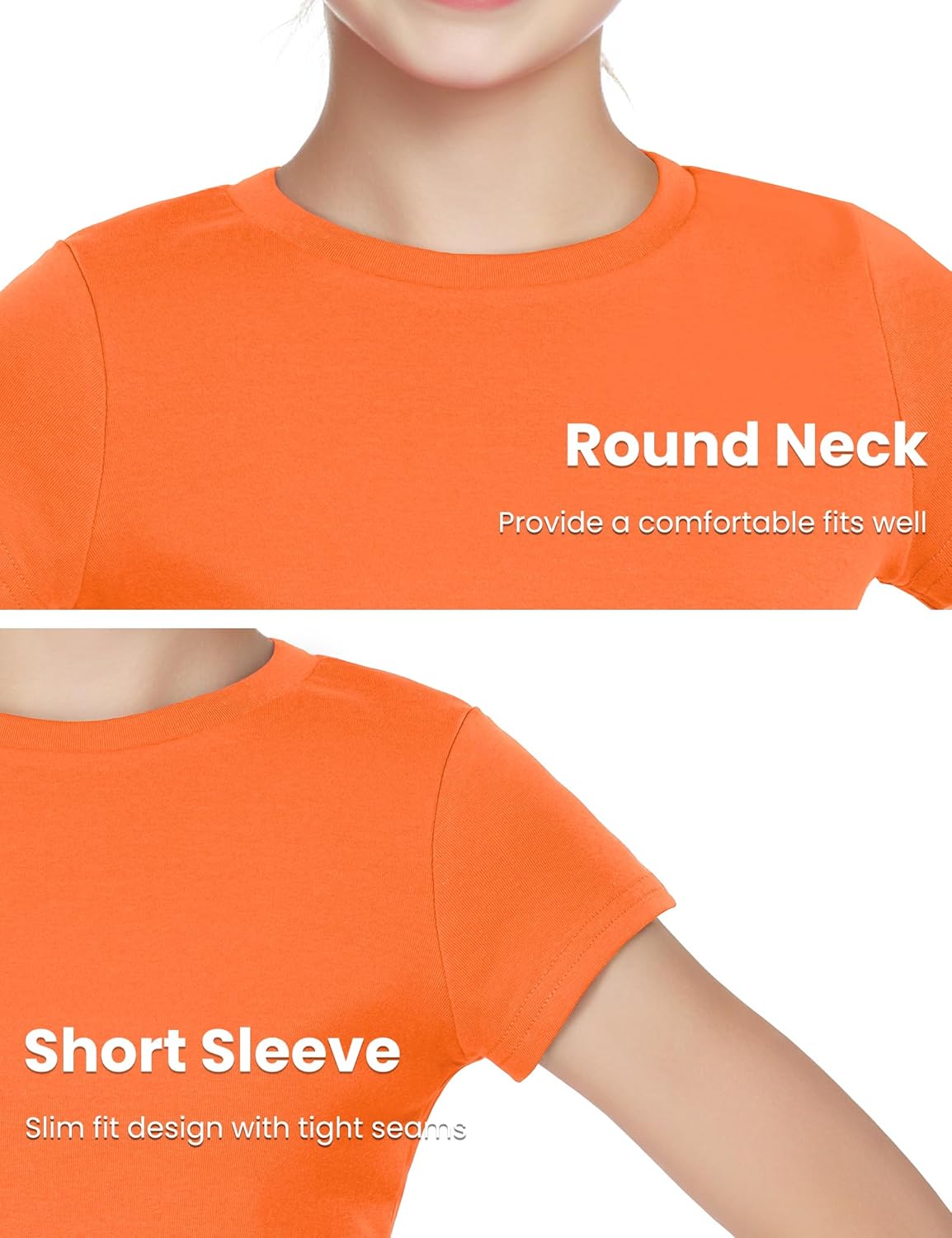 Auranso Girls Crop Tops Summer Short Sleeve Round Neck T Shirts Basic Tee for Kids