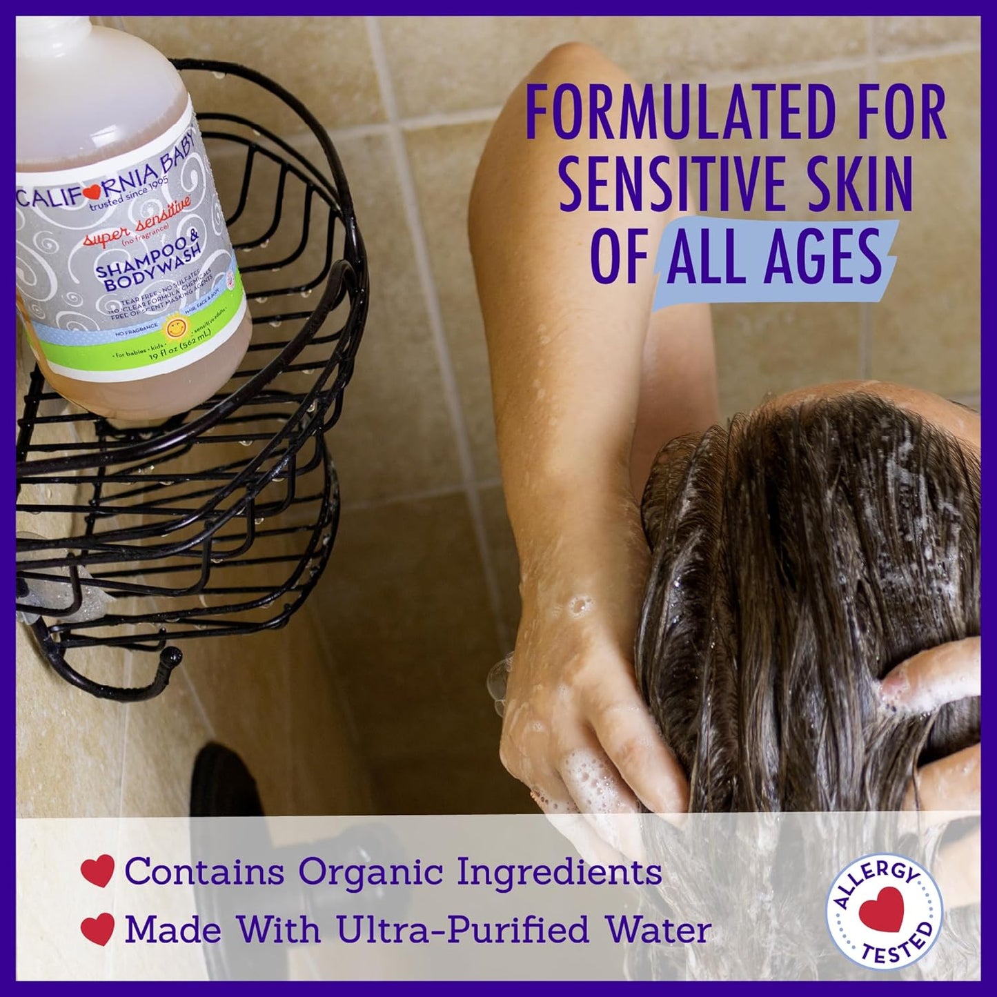 California Baby Super Sensitive Baby Shampoo and Body Wash | 100% Plant-Based | Gentle Fragrance Free Shampoo | Hypoallergenic | 19 Ounce (Pack of 2)