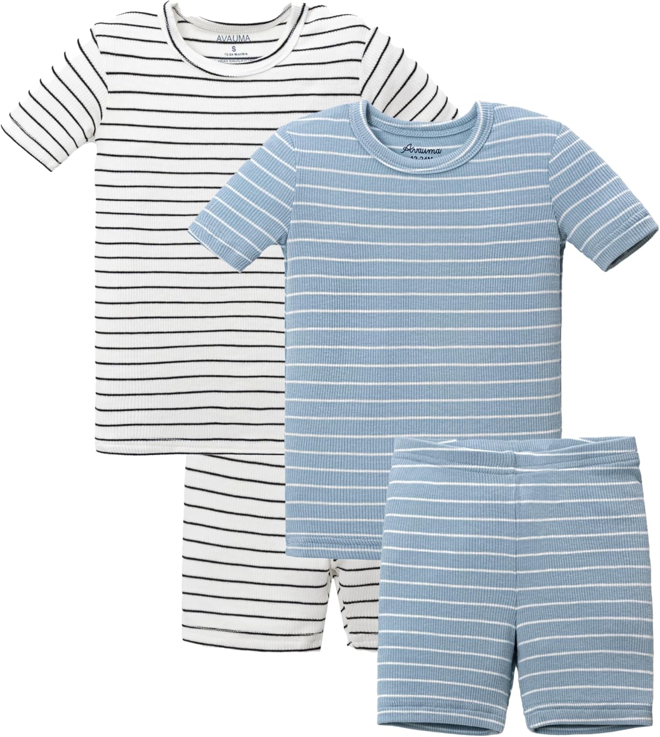 AVAUMA Stripe Pattern Baby Boys Girls Pajama Set Kids Toddler Snug fit Ribbed Sleepwear pjs for Daily Life Style