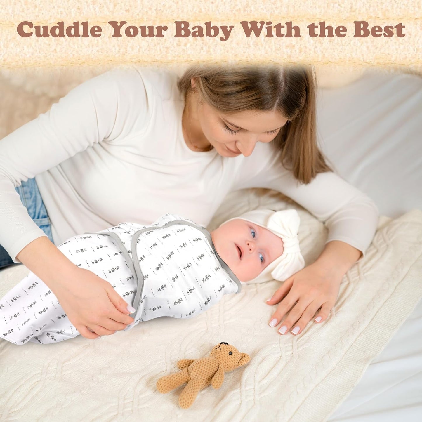 Baby Swaddle Blanket 3-Pack – Organic Cotton Adjustable Swaddle Wrap for Newborns 0-3 Months – Infant Sleep Sack for Baby Girl or Boy – Soft Breathable Swaddling Blankets, Grey