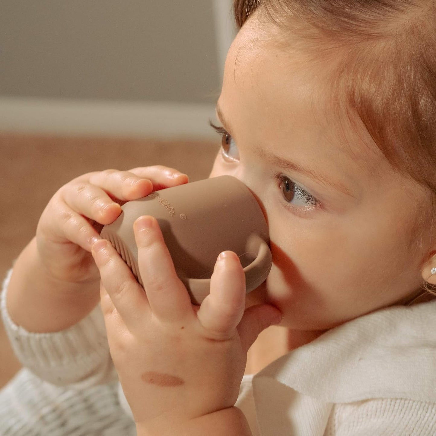 | Teenie Tiny™ Silicone Developmental Baby-Led Weaning Drinking Cups (2 pack) (Warm Taupe and Mauve)