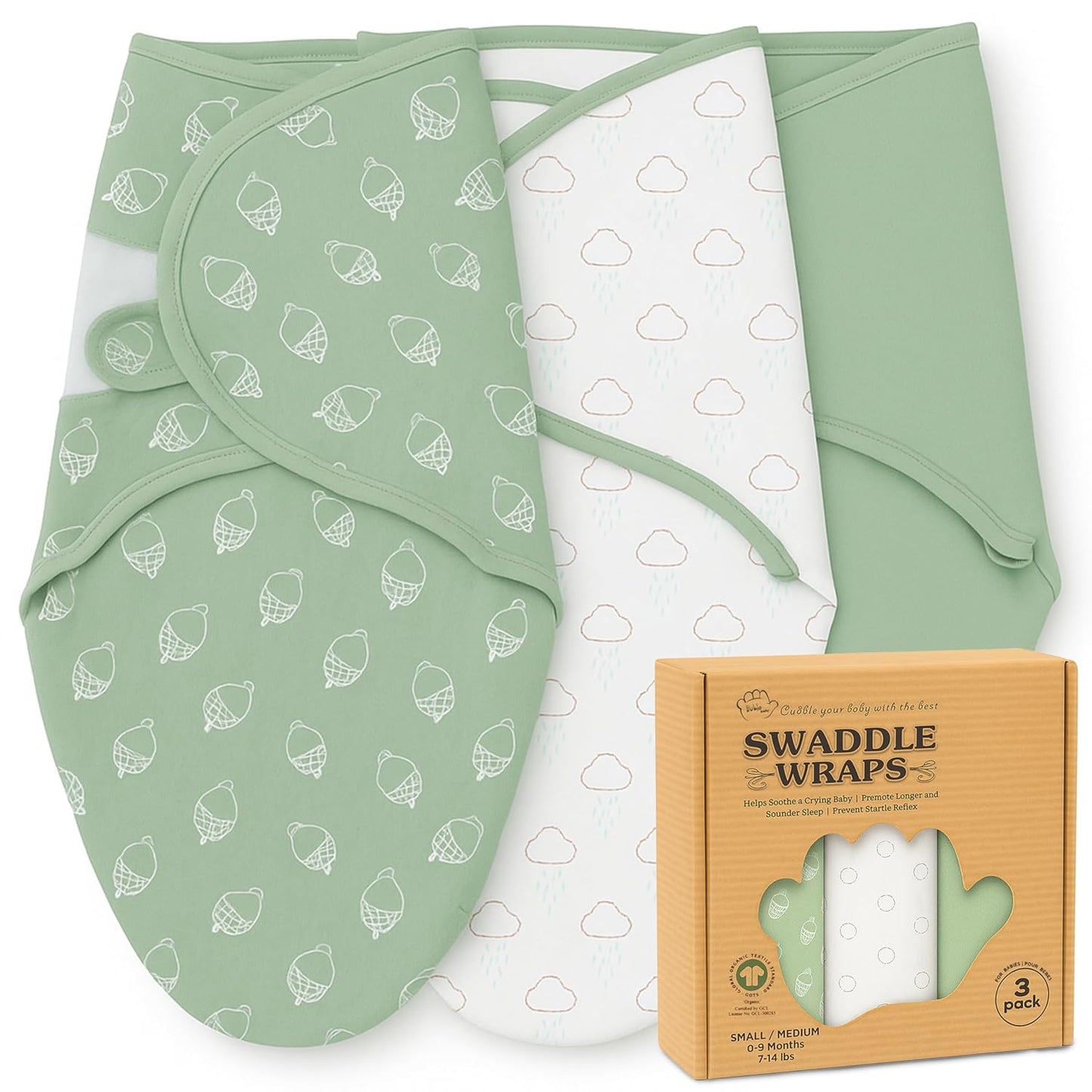 Bublo Baby Swaddles for Newborns – 3-Pack Infant Swaddles 0-3 Months – Adjustable Swaddle Sleep Sack – Soft Organic Cotton Baby Wrap for Safe & Cozy Sleep