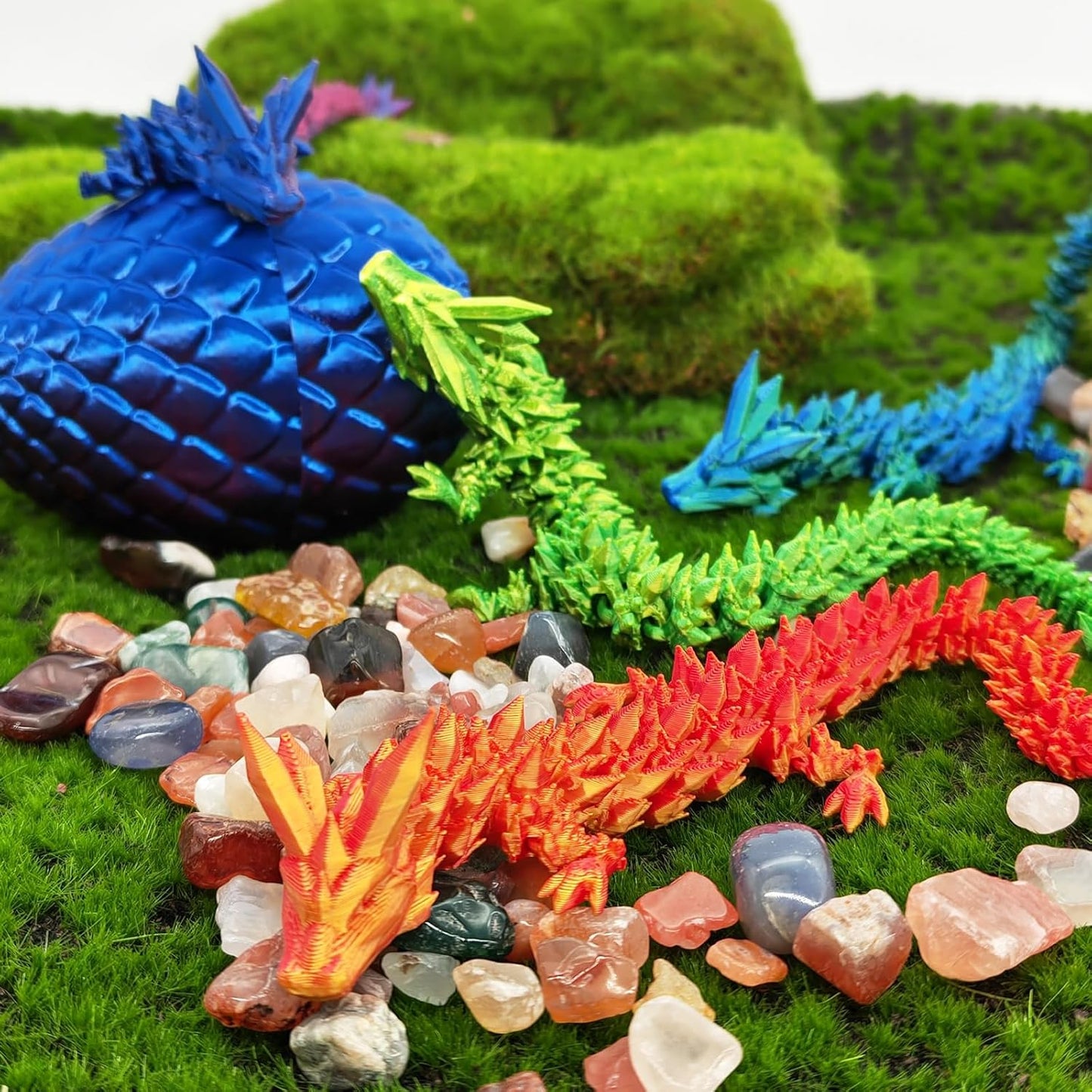 3D Printed Dragon Egg, 3D Printed Articulated Dragon Eggs with Dragon Inside, Crystal Dragon Fidget Toy, Adults Fidget Toys, Mystery Dragon Egg for Autism and ADHD（Laser Yellow Green Mini）