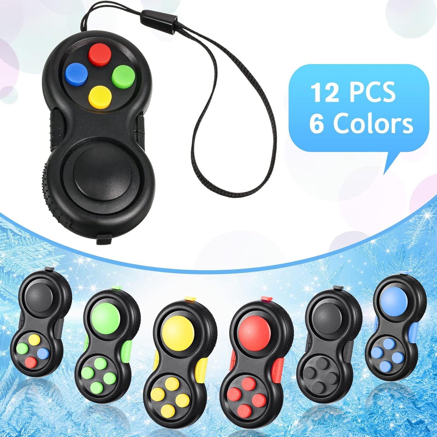 12 Pcs Pad Toys Game Controller Toys Retro Classic Handheld Fun Pad Packs Classic Sensory Toys for Kids Adult Anxiety and Stress Relief(Colorful)