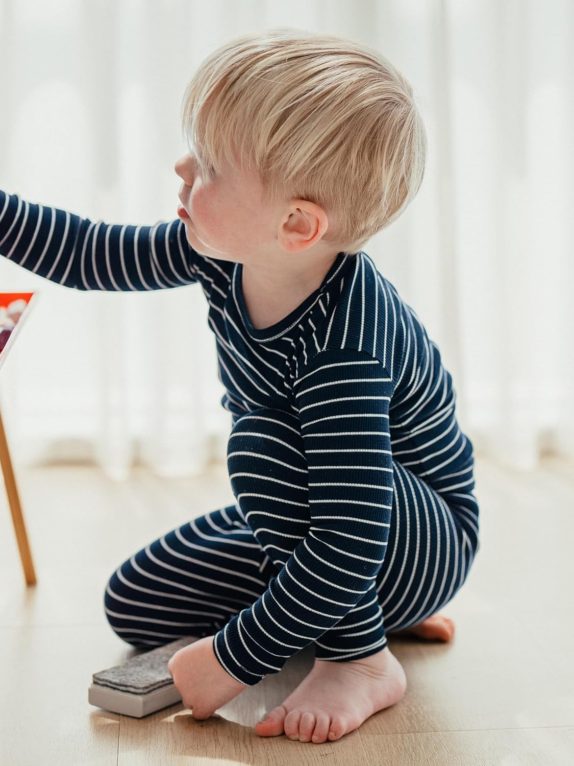 AVAUMA Stripe Pattern Baby Boys Girls Pajama Set Kids Toddler Snug fit Ribbed Sleepwear pjs for Daily Life Style