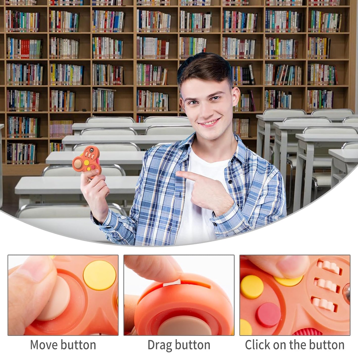 Fidget Toys Adults,Fidget Pad Fidgets,Autism Figette Cubes,Cool Fidget Clicker Controller Desk Toys,Anxiety Relief Stress ADHD Toys,Sensory Fidget Cubes Gifts for Kids Teens Boys(Orange)