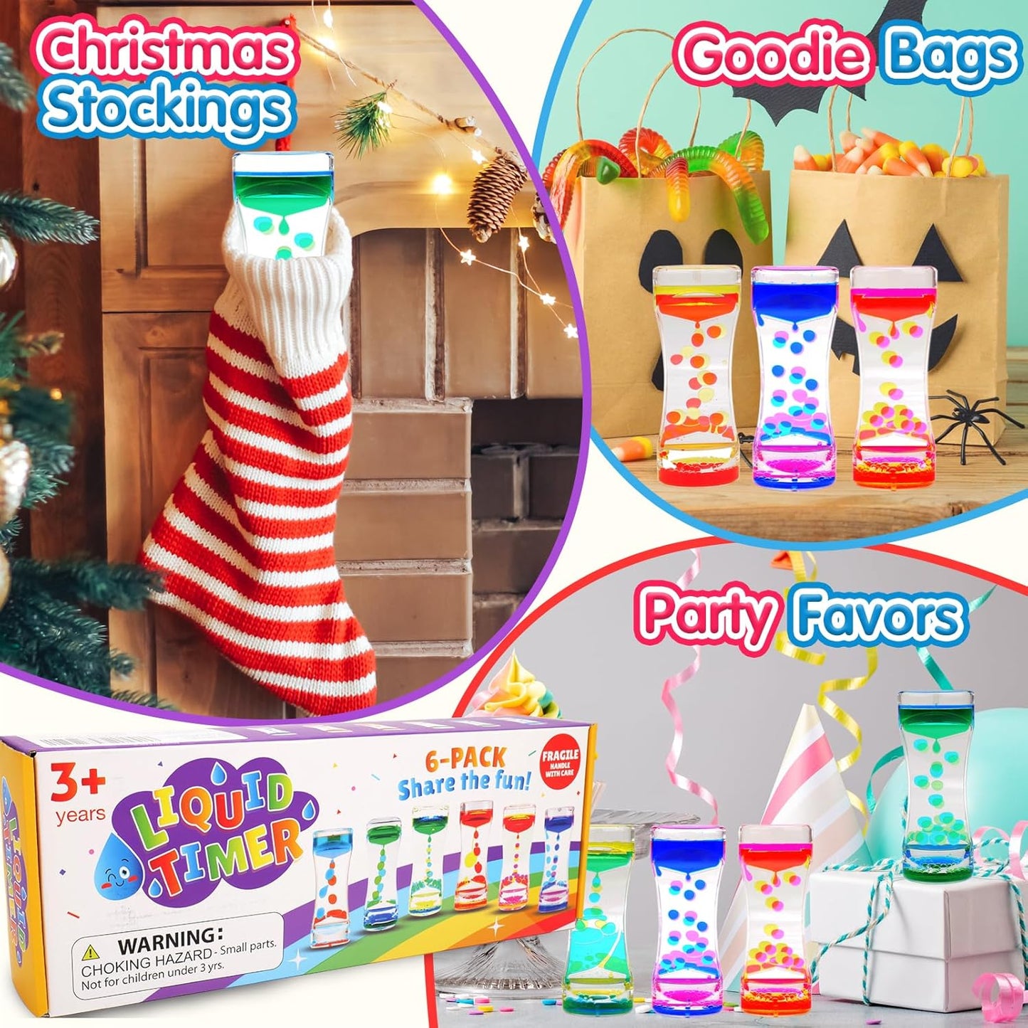 Liquid Motion Bubbler Sensory Toys - 6 Pack Liquid Timer Sensory Toys for Autistic Children, Liquid Motion Toys Or Motion Bubbler Sensory Timer for Playful Learning and Sensory Exploration