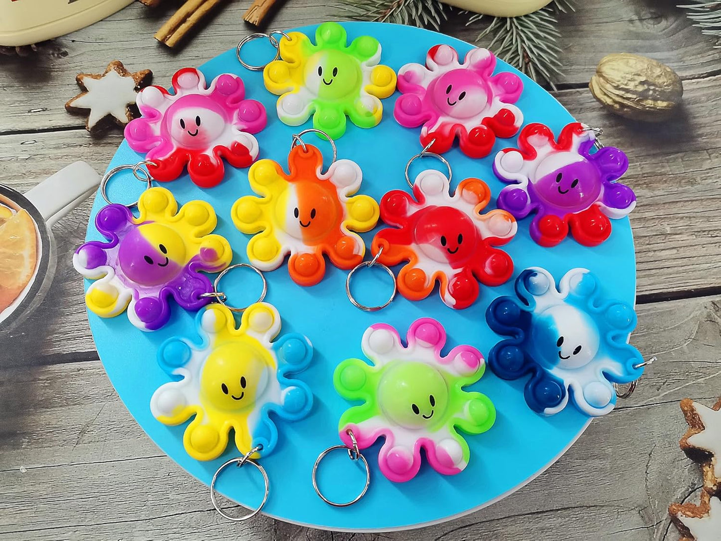 10 packs Bulk Mini pop Fidget Keychain，birthday Party Favors Supplies Classroom summer Student Prize