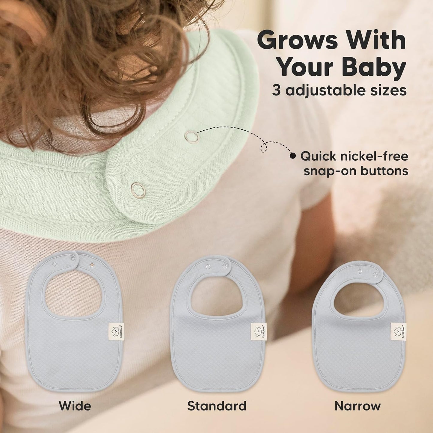 8-Pack Organic Baby Bibs for Girls, Boys - Quilted Cotton Cloth Baby Drool Bibs for Drooling and Teething Toddler, Newborn, Infant, Soft & Super Absorbent (Dew)